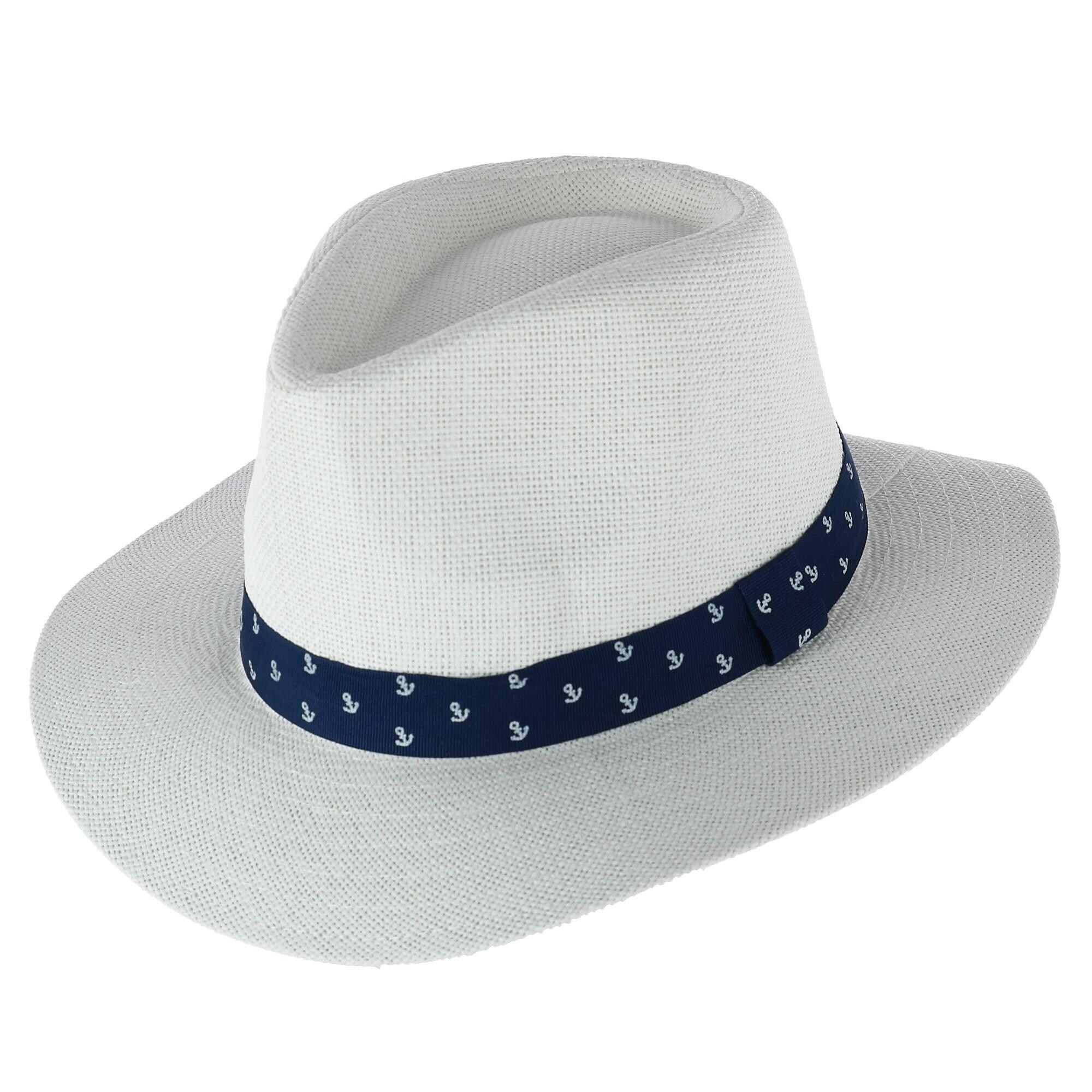 Sun Hats CTM® Mens Panama Hat with Anchor Print Band Clothing & Accessories