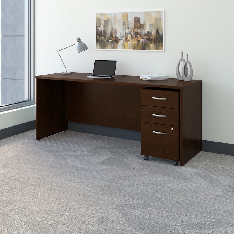 Series C 72W x 24D Office Desk with Drawers by Bush Business Furniture - Mocha Cherry