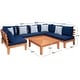 preview thumbnail 5 of 15, SAFAVIEH Outdoor Granton 5-piece Solid Wood Sectional Conversation Set