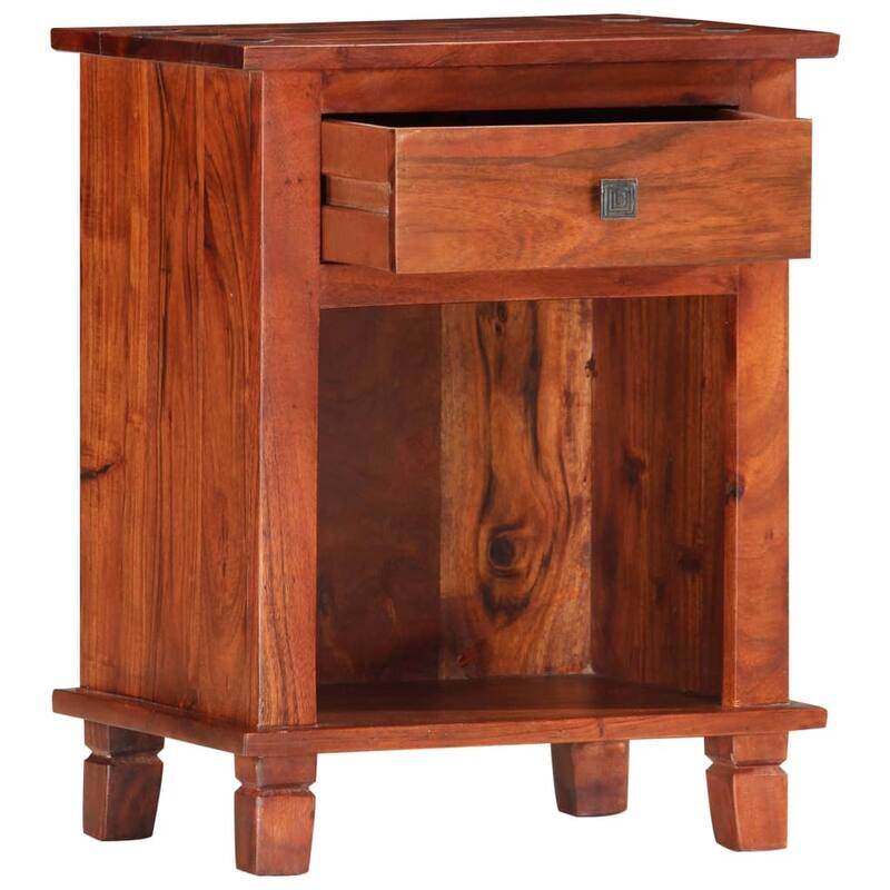 vidaXL Bedside Cabinet 15.7x11.8x19.7" Solid Acacia Wood - 15.7 x 11.8 x 19.7"
