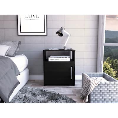 Florian 1-Shelf Nightstand Black Wengue And Light Grey