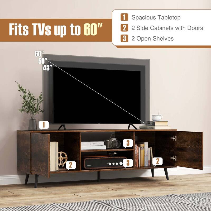 Costway TV Stand for 60" TVs Mid Century Modern Media Console Table - See Details
