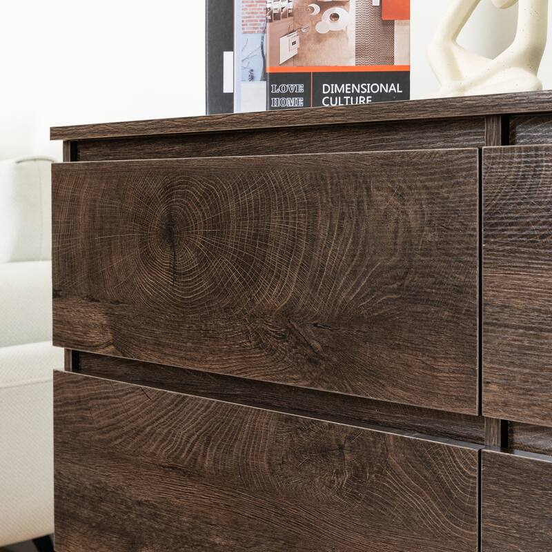 6-Drawer 47 in. W Dresser Chest of Drawers,Buffet Server Console Table Storge Cabinets,Accent Storage Cabinets No Handle