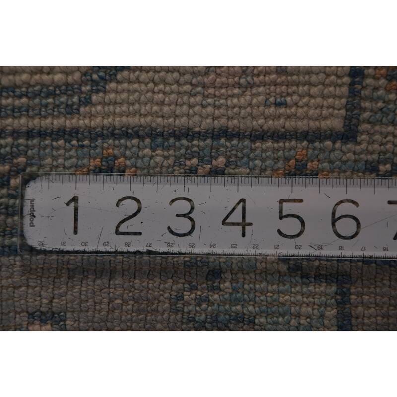 Hand Knotted Oriental 100% Wool Carpet Transitional Geometric Beige & Ivories Oushak Runner Rug - 14' 11'' X 3' 2''