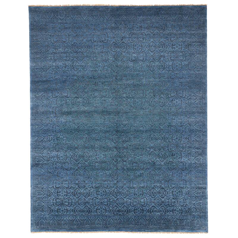 ECARPETGALLERY Hand-knotted Vibrance Blue Wool Rug - 8'1 x 10'0