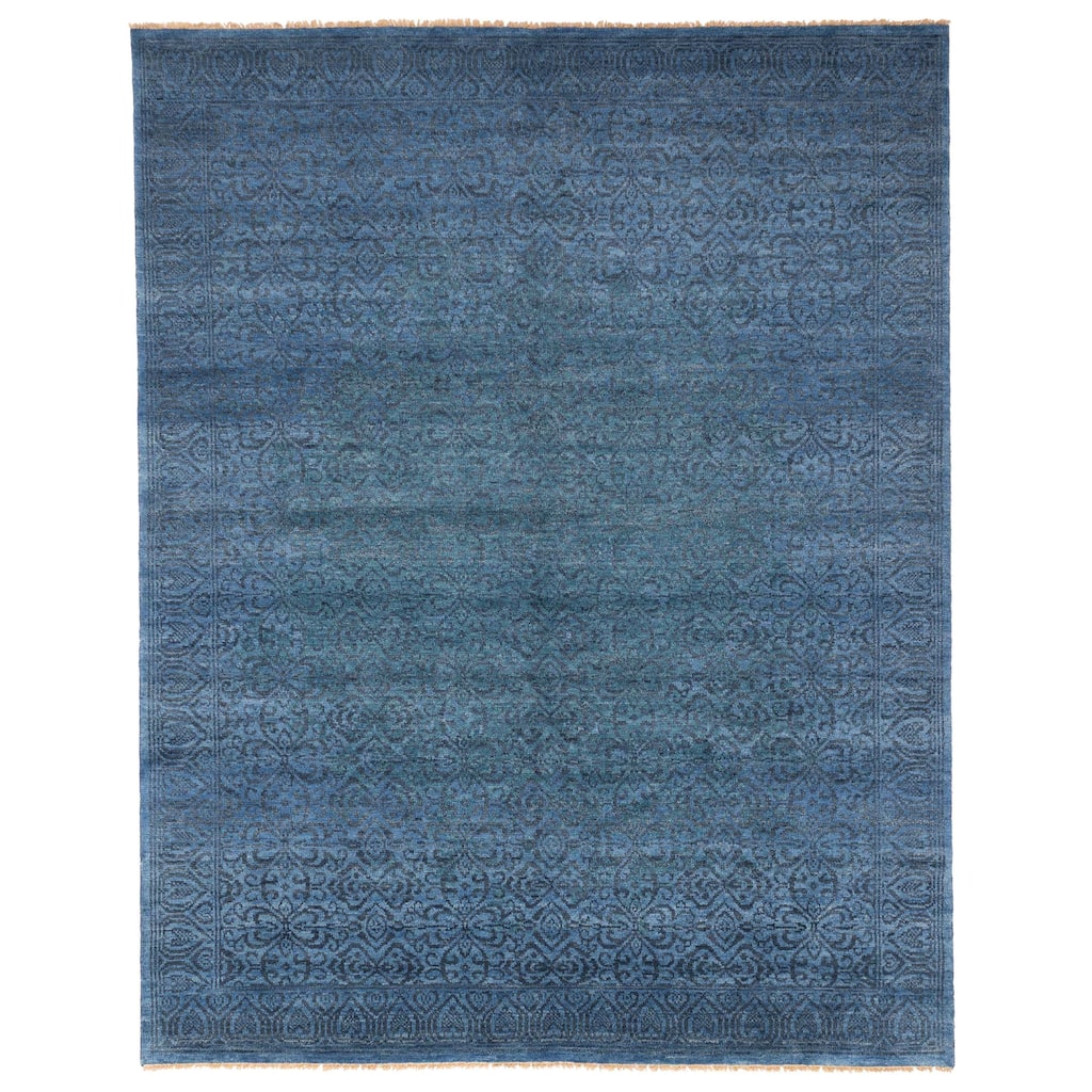 ECARPETGALLERY Hand-knotted Vibrance Blue Wool Rug - 8'1 x 10'0