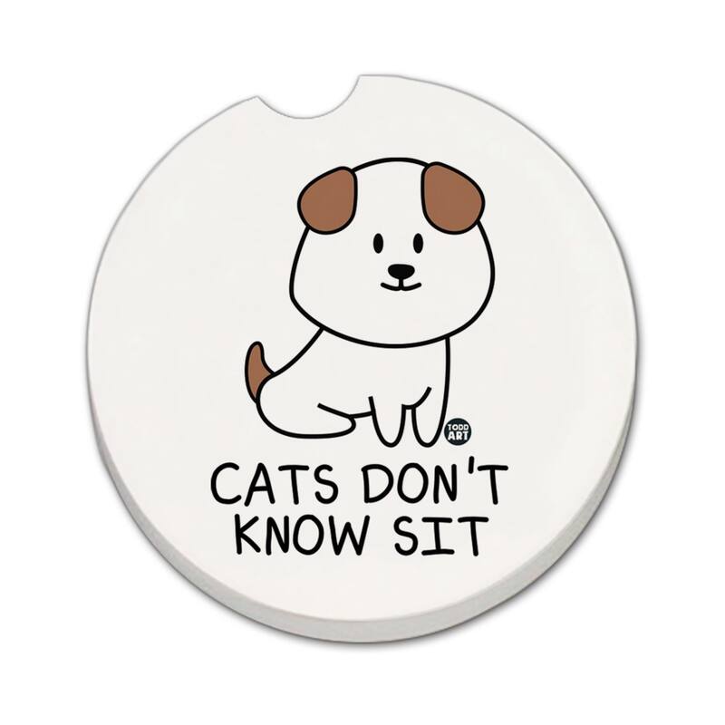Don't Know Sit 2 Pack Absorbent Stone Coaster for Vehicle Cup Holder 2.6” Diameter Manufactured in The USA - Multi