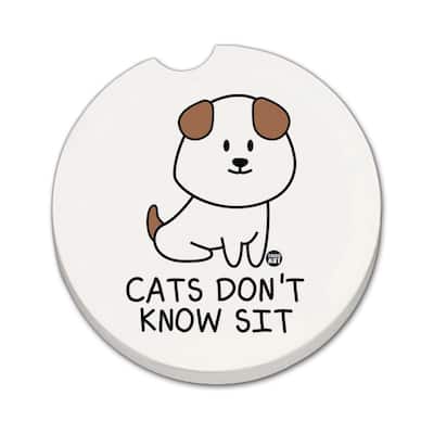 Don't Know Sit 2 Pack Absorbent Stone Coaster for Vehicle Cup Holder 2.6” Diameter Manufactured in The USA
