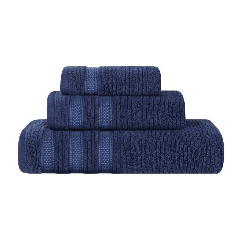 Superior Brea Zero Twist Cotton Ribbed Modern 3 Piece Bathroom Towel Set