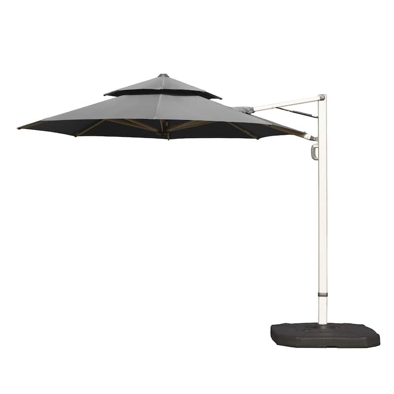 Round Cantilever Umbrella with Center Pole, Gray (Base Not Included)