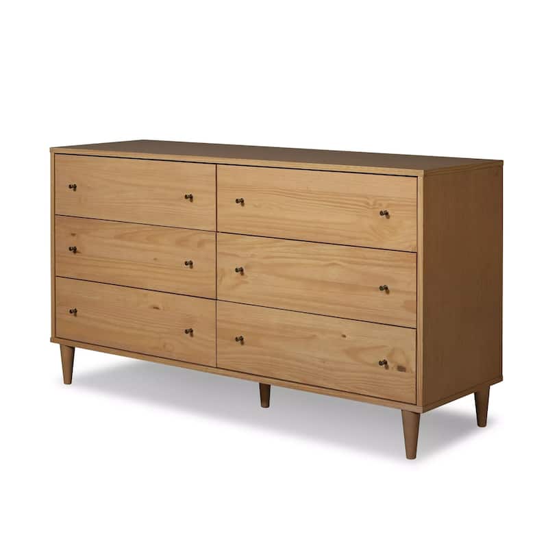 overstock mid century modern dresser Grain Wood Furniture Mid Century 6-Drawer Dresser