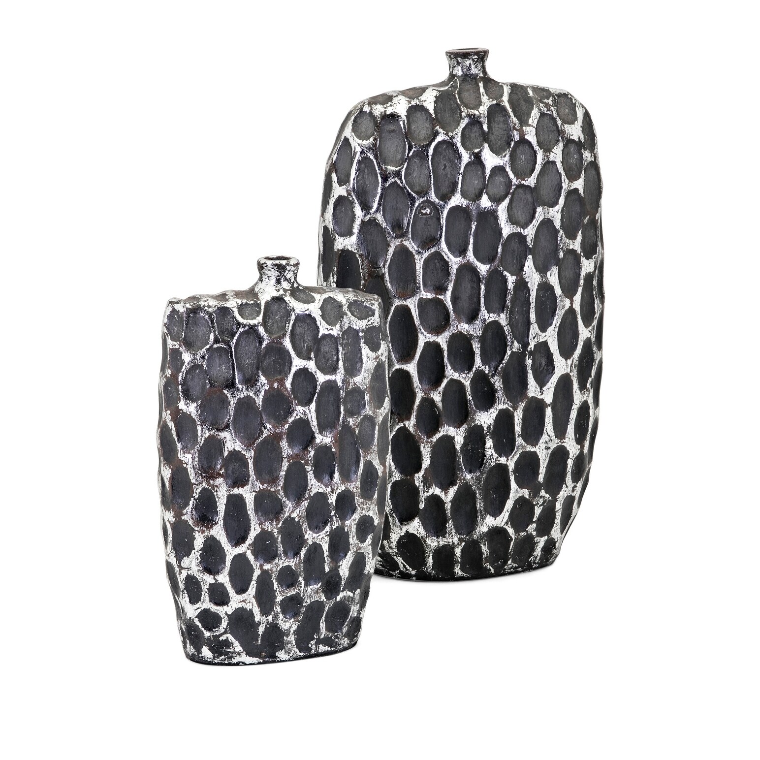 Shop Set Of 2 Black And Silver Finish Textured Flattened