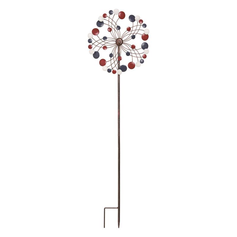Transpac Metal 36.25" Multicolor Spring Patriotic Spinner Yardstake