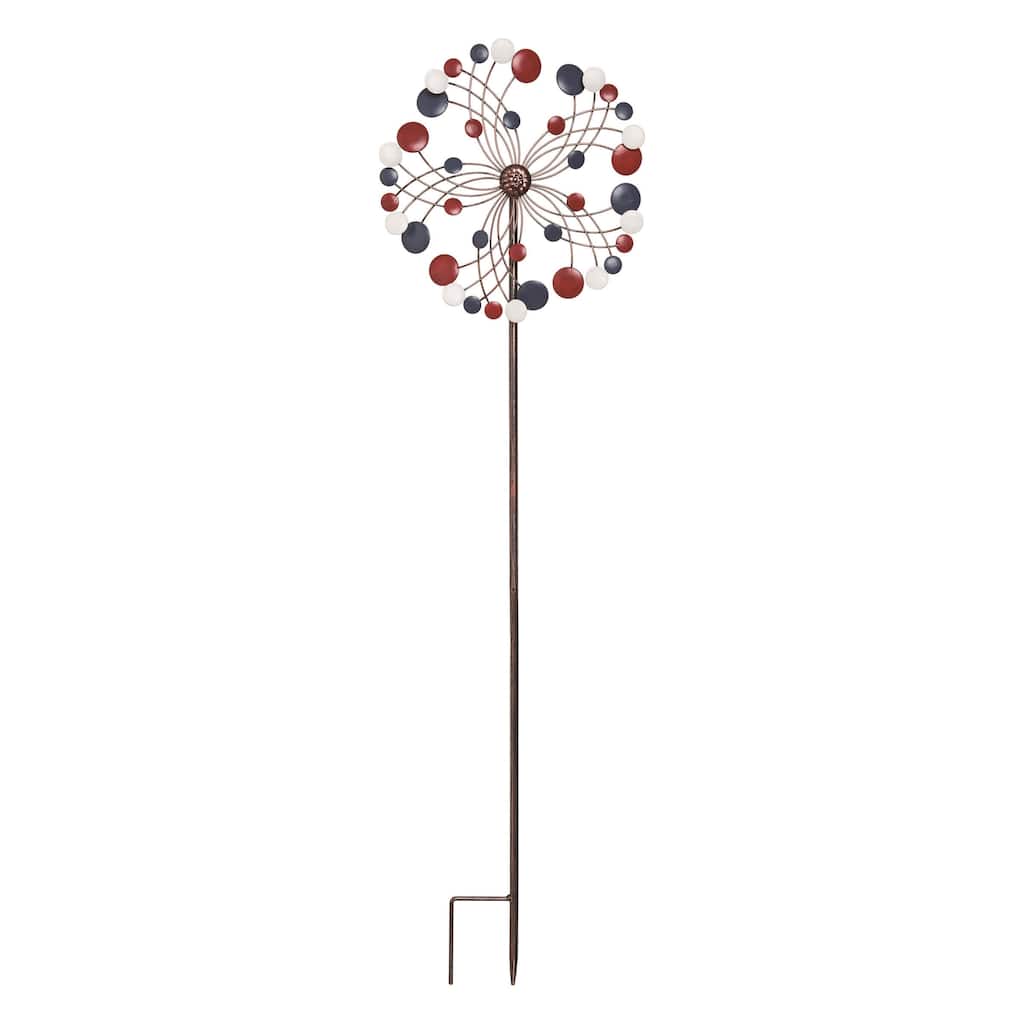 Transpac Metal 36.25" Multicolor Spring Patriotic Spinner Yardstake