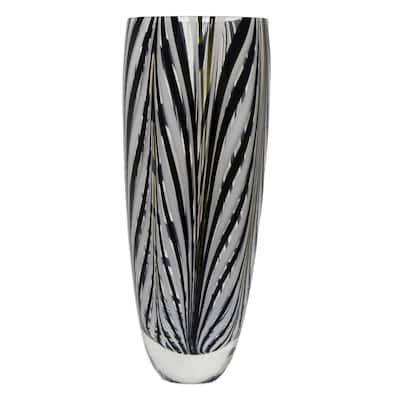 Novica Handmade Slender Palm Leaves Handblown Recycled Glass Vase