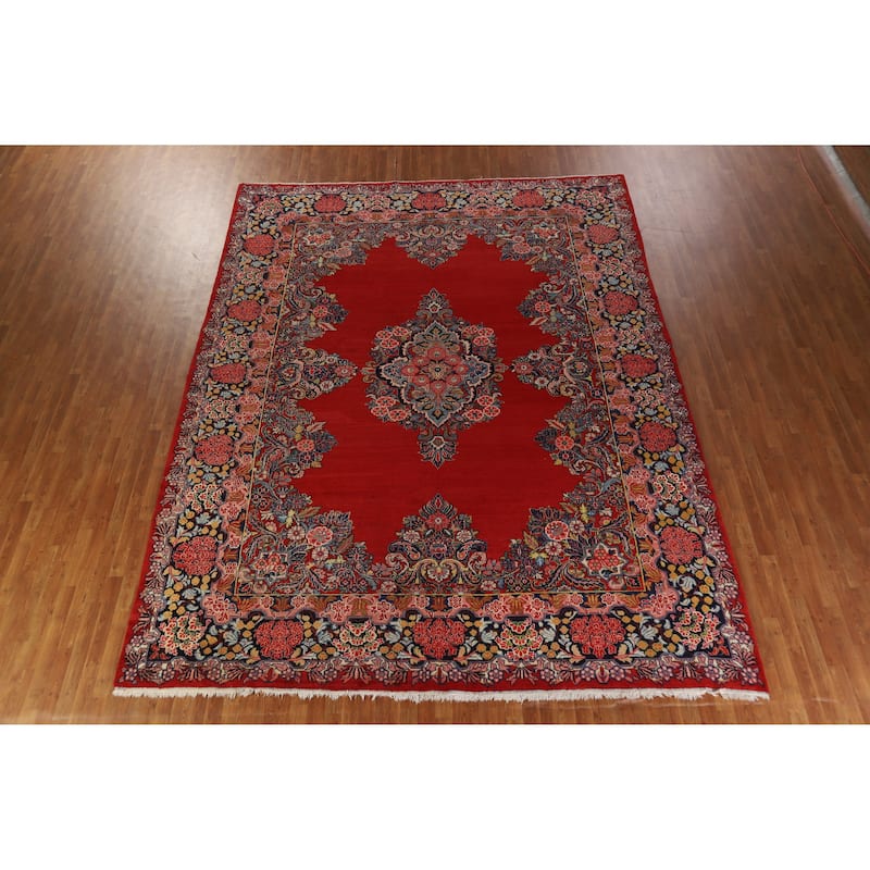 Red Sarouk Persian Large Rug Handmade Wool Carpet - 10'7" x 13'7"