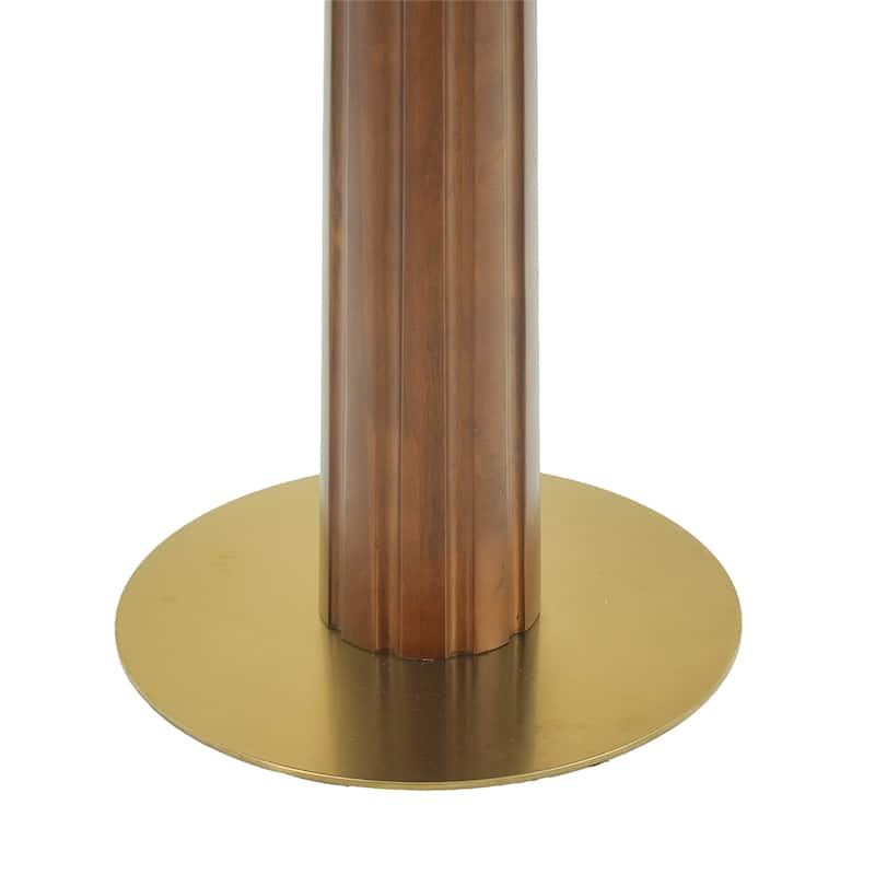 Modern Square Dining Table, 33.5" Tempered Glass Table with Wooden Leg & Gold Base, 2 - Person Kitchen Table for Small Space