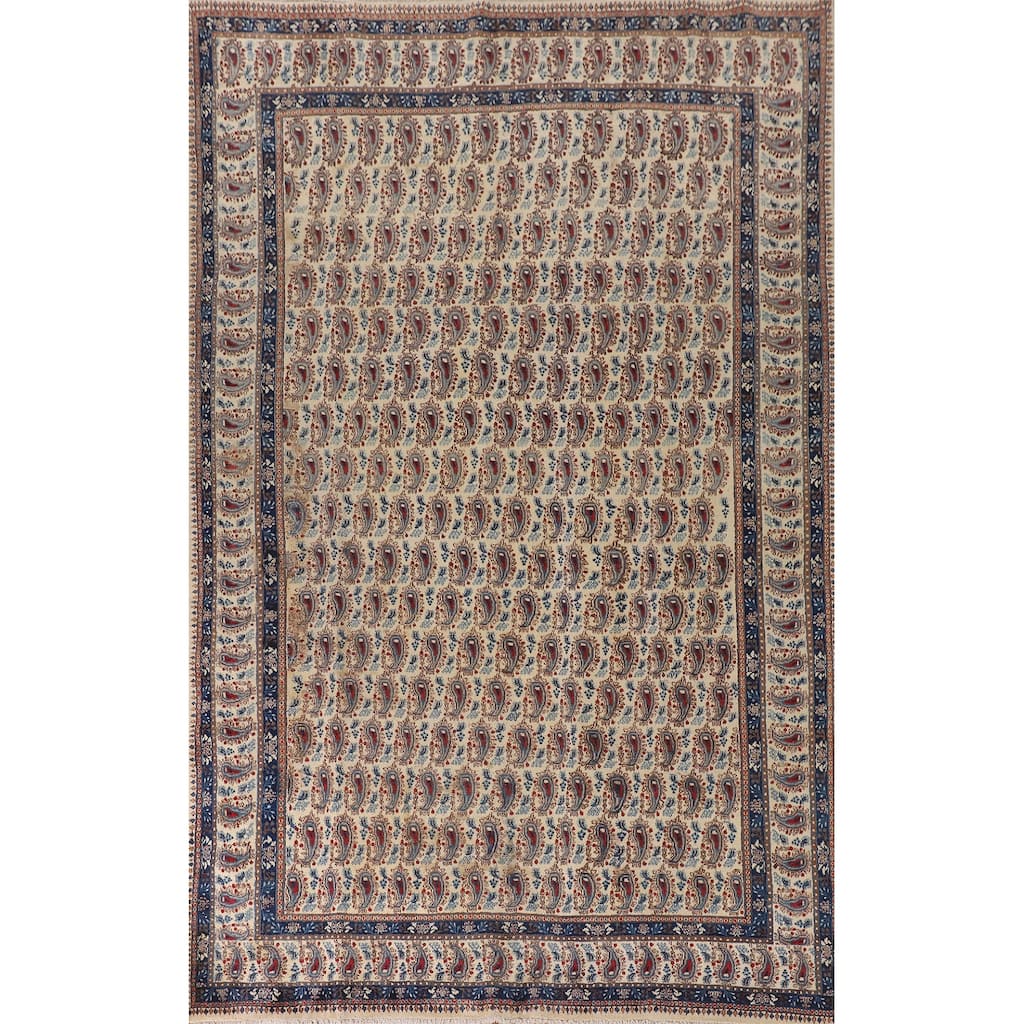 Paisley Mood Persian Vintage Area Rug Hand-Knotted Wool Carpet - 6'9"x 10'7"