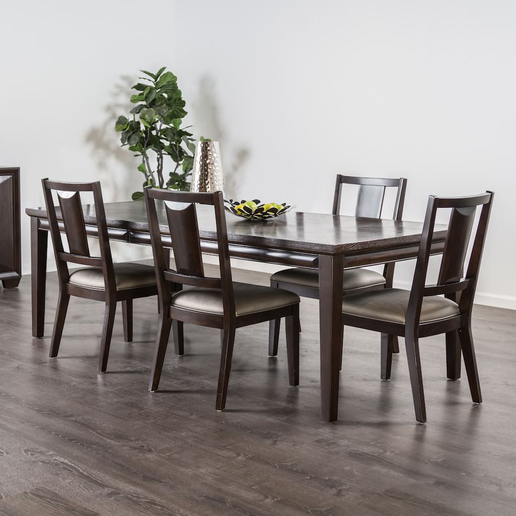 Furniture of America Chase Modern 5-Piece Extendable Solid Wood Dining Table Set