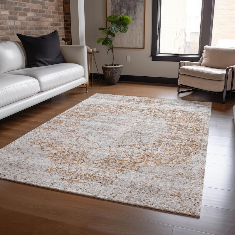 Machine Washable Indoor/ Outdoor Vintage Traditional Chantille Rug - Copper - 2'6" x 3'10"