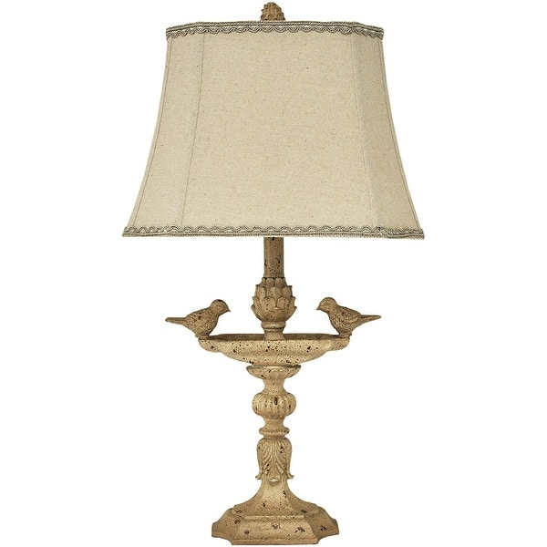 slide 2 of 6, 26" Natural Linen Bird Decoration Accent Table Lamp