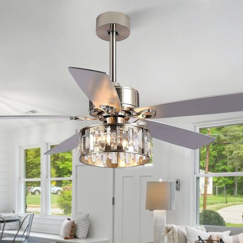 52 Inch Crystal 5-Blade Ceiling Fan with Light Kit and Remote Included
