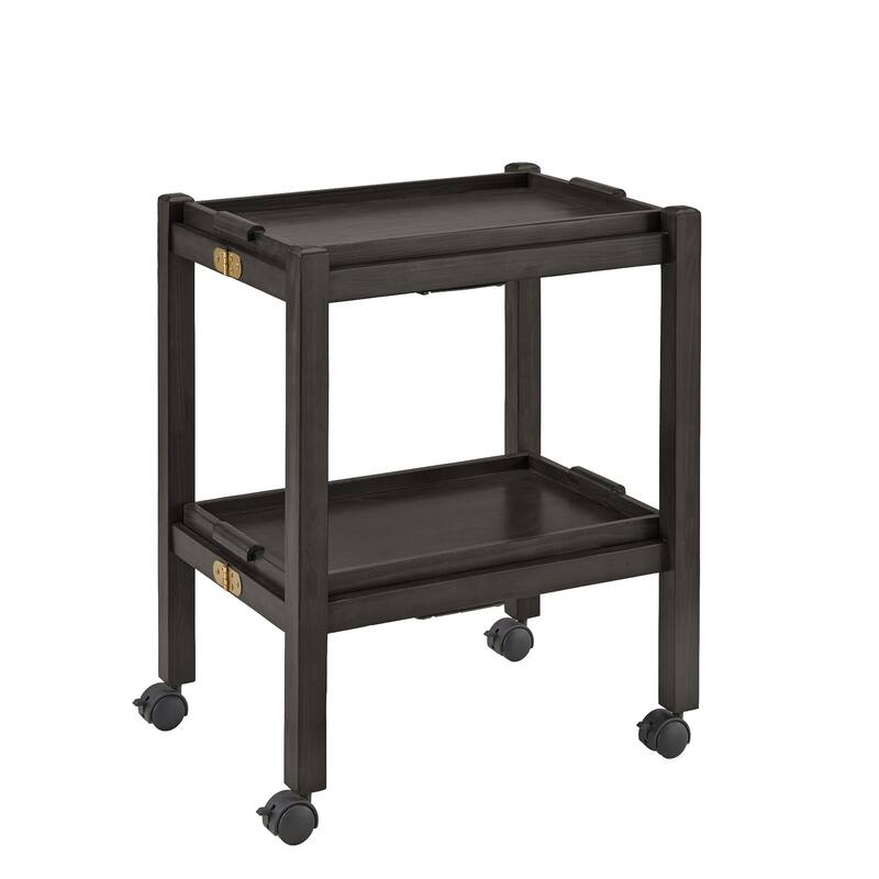 Dolores Wood Finish Folding Bar Cart with Two Detachable Trays by iNSPIRE Q Modern