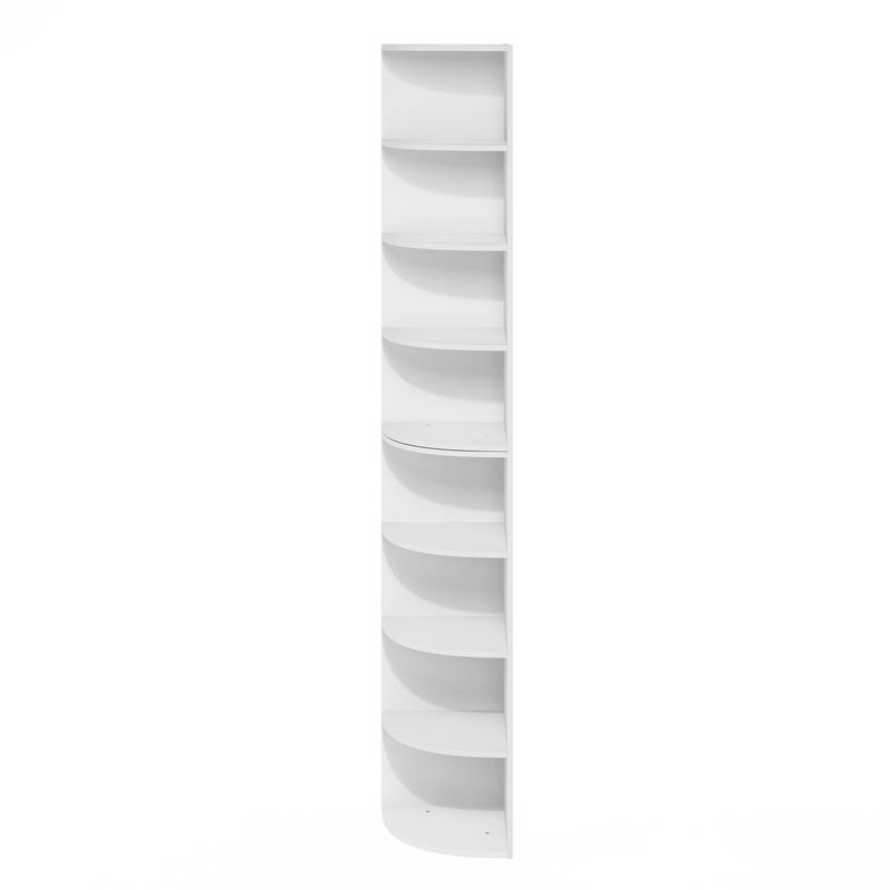 70.87 in. Tall White Wood 8-Shelf Bookcase