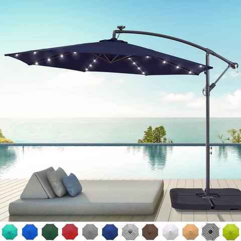 10 Ft. Solar Power Lighted Patio Umbrella with Base Stand
