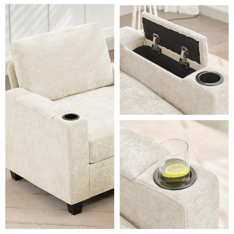 Chenille Storage Sofa, Multi-functional Loveseat