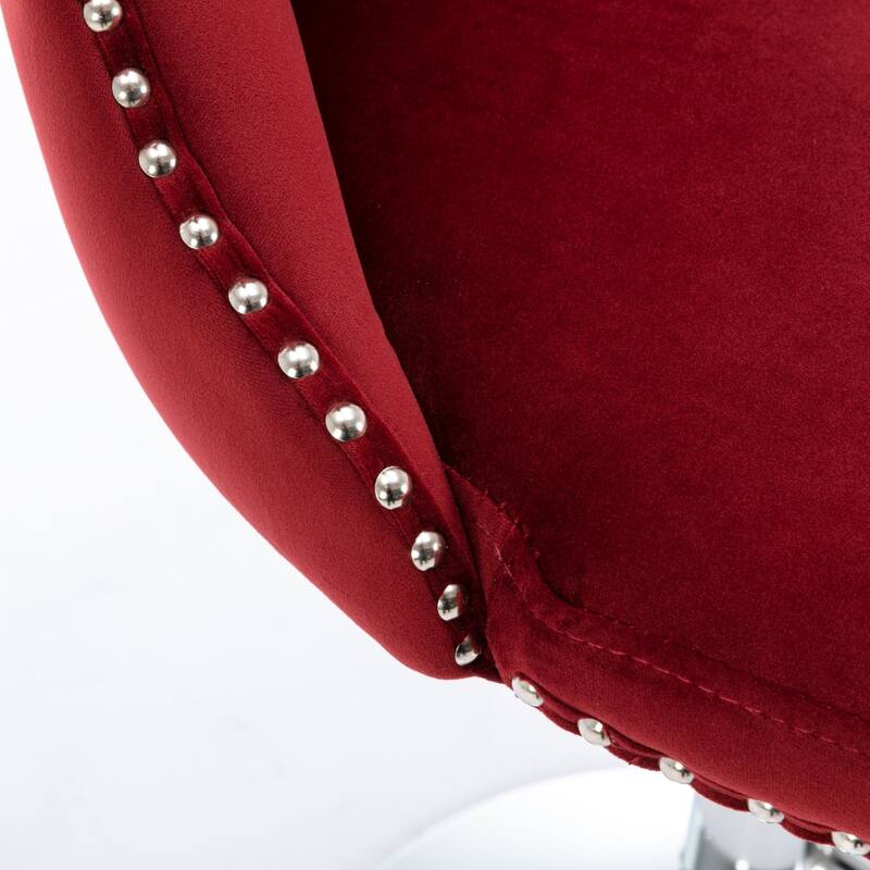 Roomfitters Swivel Velvet Bar Stools Set of 2, Adjustable Height Tufted Upholstered Counter Chairs with Chrome Base and Backrest