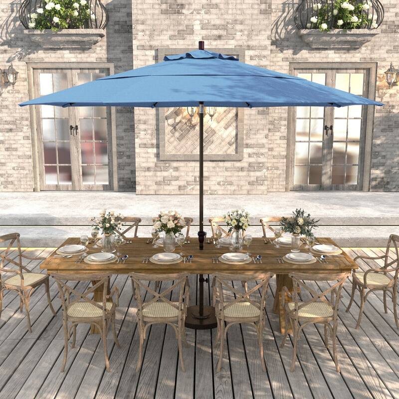 California Umbrella 11' Round Aluminum Crank Open Auto Tlit Patio Umbrella, Bronze Finish, Double Wind Vent.