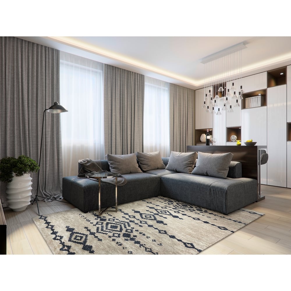 Kas Rugs Marley Scandi Southwest Hand-Knotted Wool Shag Rug