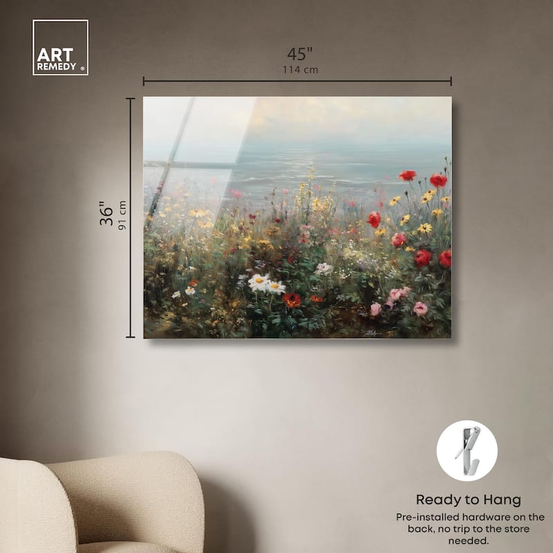 Misty Ocean Field I Acrylic by Art Remedy, Ready to Hang