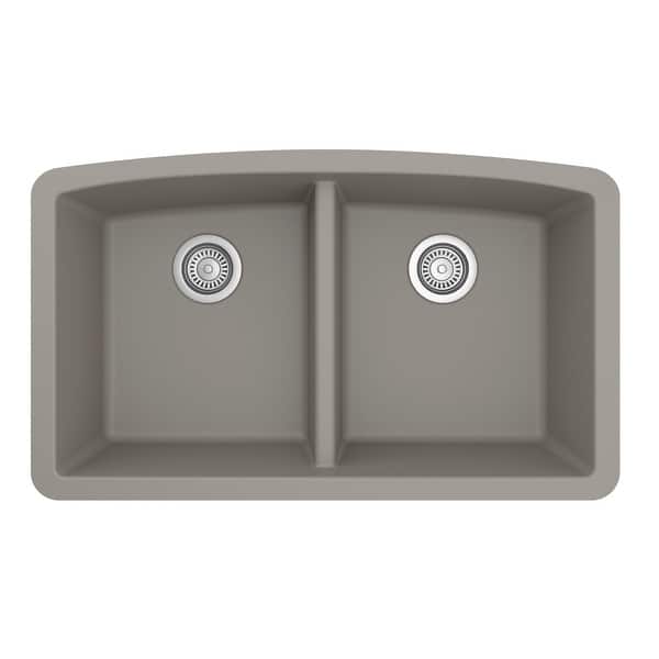 slide 2 of 52, Karran Undermount Quartz Double Bowl Kitchen Sink Concrete