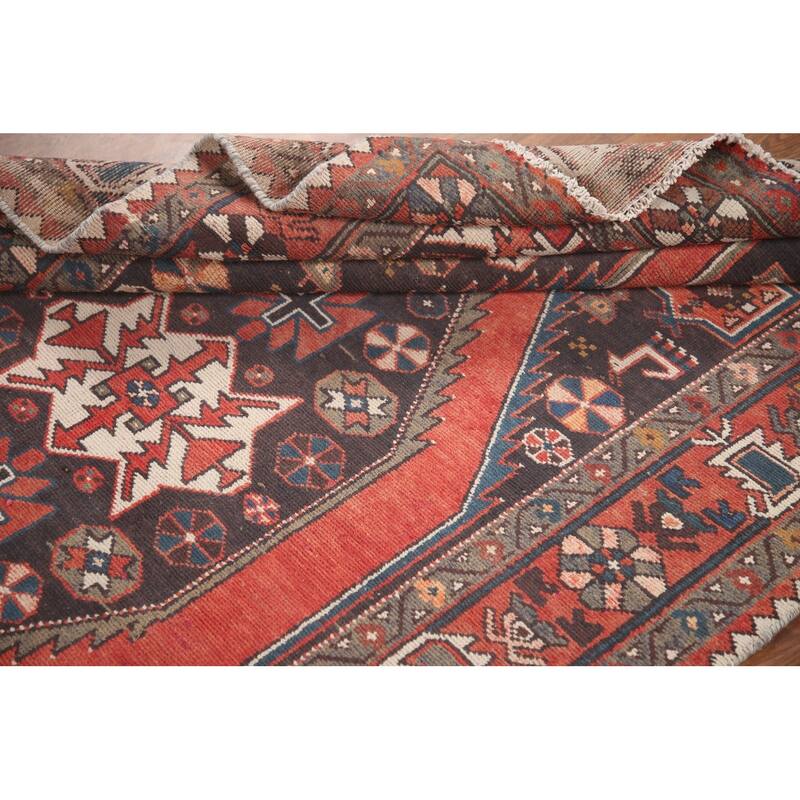 Hand Knotted Oriental 100% Wool Carpet Traditional Tribal Greys & Charcoal Hamedan Area Rug - 7' 1'' X 4' 2''