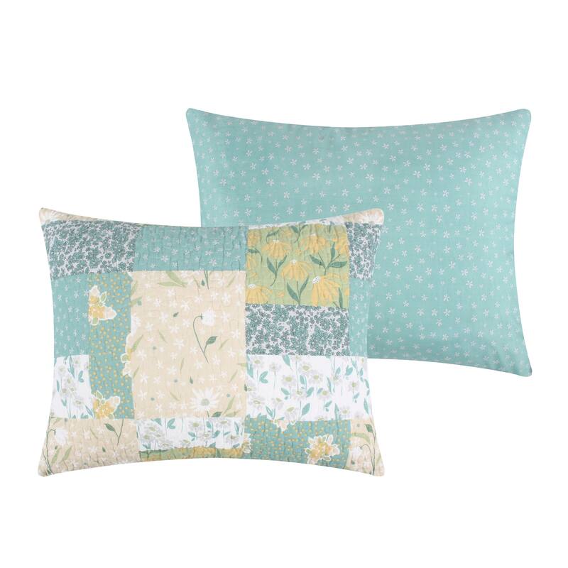 Greenland Home Evangeline Cotton-Rich Modern Floral Quilt Set