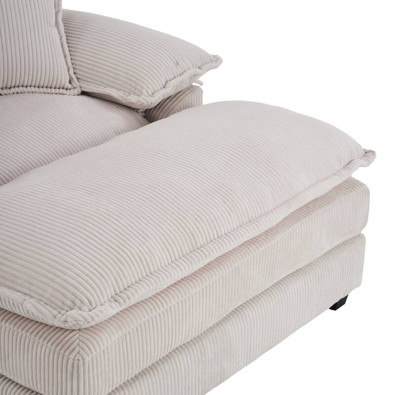 Corduroy Single Sofa With 2 Pillows