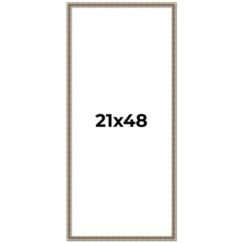 21x48 Frame Silver Versailles Ornate Solid Wood Picture Frame | 1 Inch