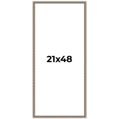 21x48 Frame Silver Versailles Ornate Solid Wood Picture Frame | 1 Inch