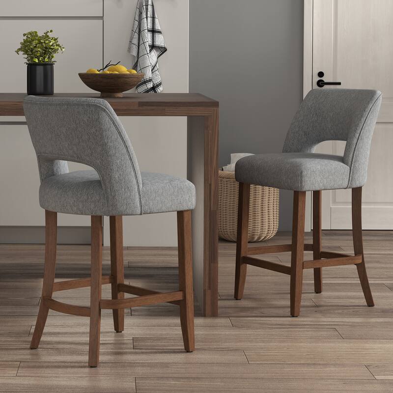 Set of 2/4/6,Upholstered Counter Height Bar Stools,Modern Counter Stools with Wood Legs for Kitchen Island Dining Room Bar