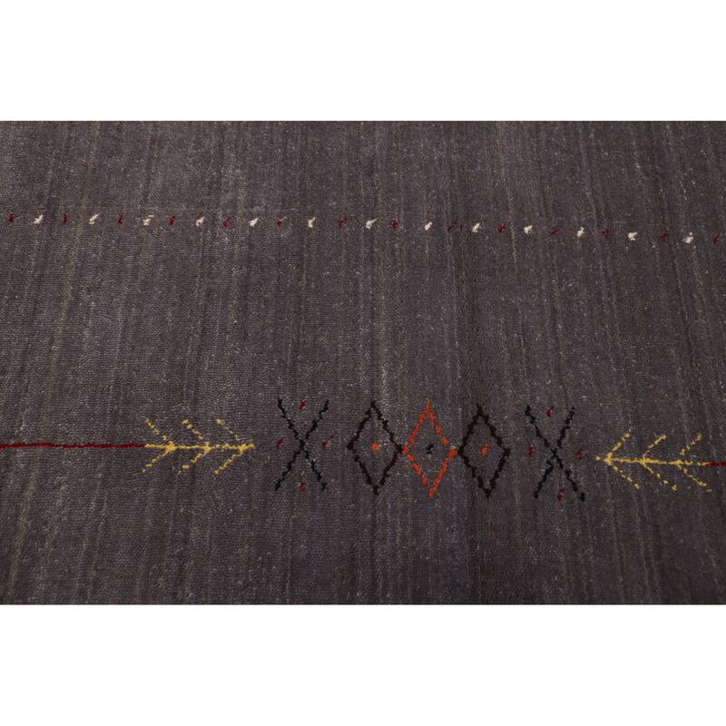 ECARPETGALLERY Hand Loomed Kashkuli Gabbeh Dark Grey Wool Rug - 5'3 x 6'11