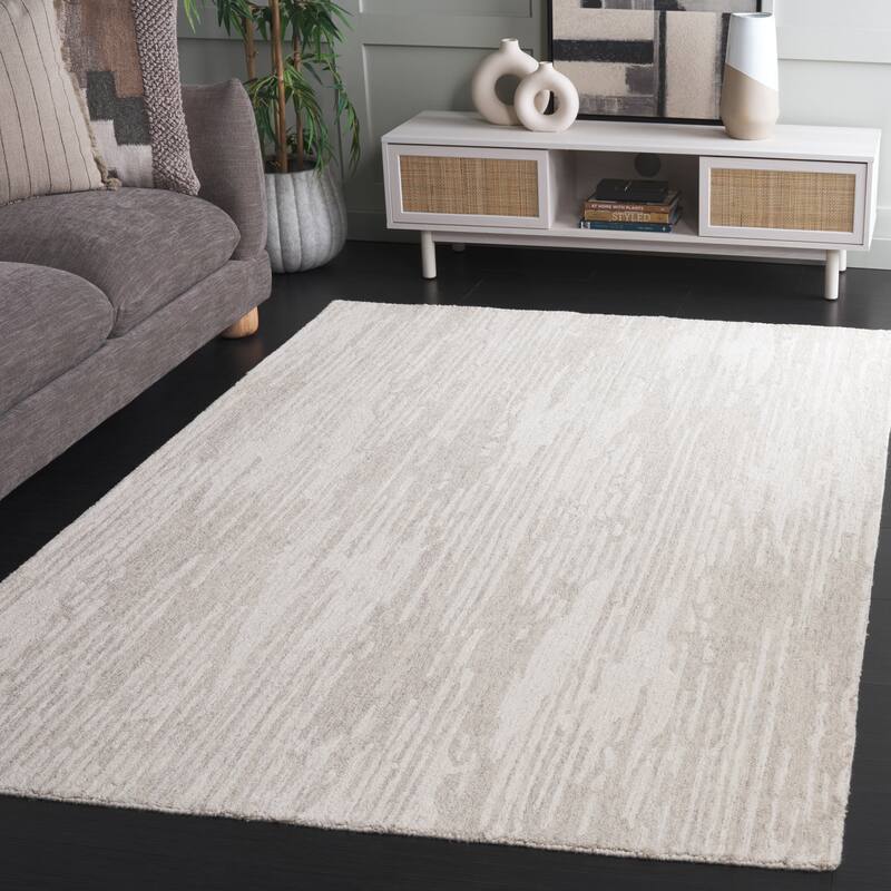 SAFAVIEH Handmade Ebony Sandy Wool Rug - 5' x 8' - Grey/Ivory