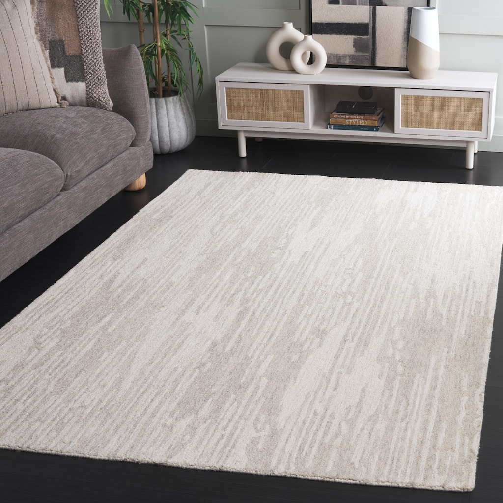 SAFAVIEH Handmade Ebony Sandy Wool Rug