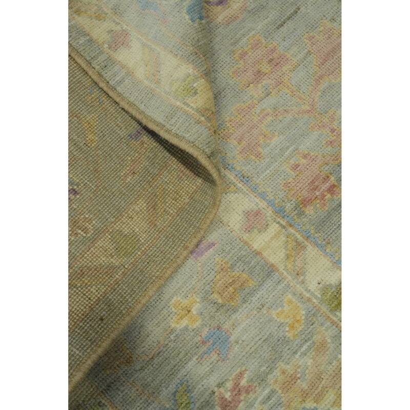 Hand Knotted Oriental 100% Wool Carpet Transitional All-Over Greys & Charcoal Oushak Area Rug - 14' 0'' X 10' 0''