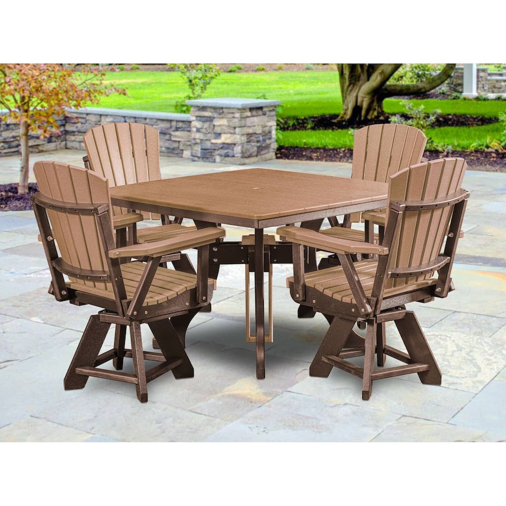 5-Piece Square Dining Set - UV-Proof Outdoor Furniture - Tudor Brown Base