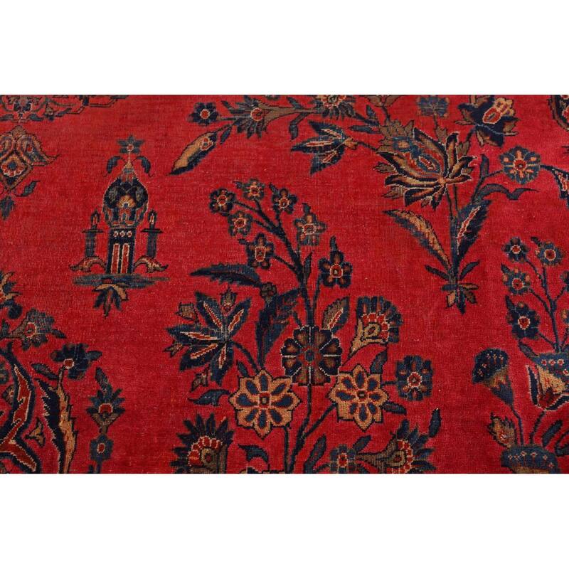 Pre-1900 Antique Sarouk Mohajeran Persian Rug Hand-Knotted Wool Carpet - 10'1"x 13'5"