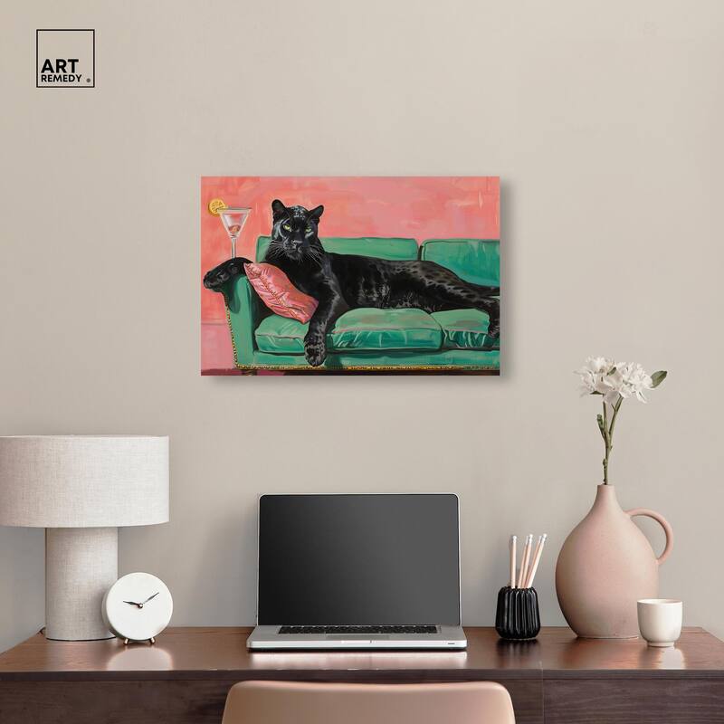 Lounging Panther Canvas by Art Remedy, Gallery Wrapped
