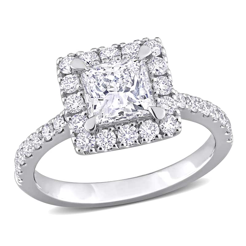 3 1/2ct TDW Princess-Cut Lab Grown Diamond Three-Stone Ring 14k White Gold