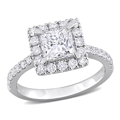 3 1/2ct TDW Princess-Cut Lab Grown Diamond Three-Stone Ring 14k White Gold